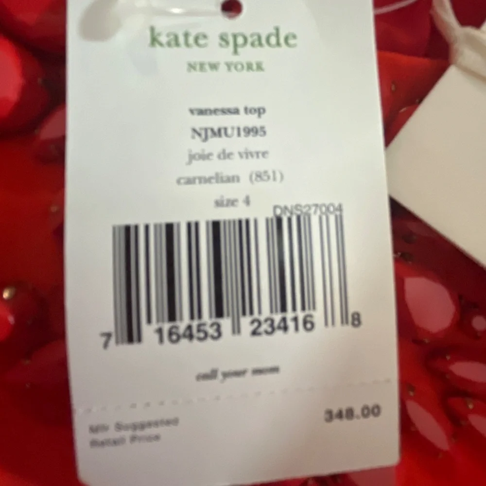 Kate Spade NWT Orange Gemstone Neckline Vanessa Top in carnelian SIZE 4 - Picture 10 of 12